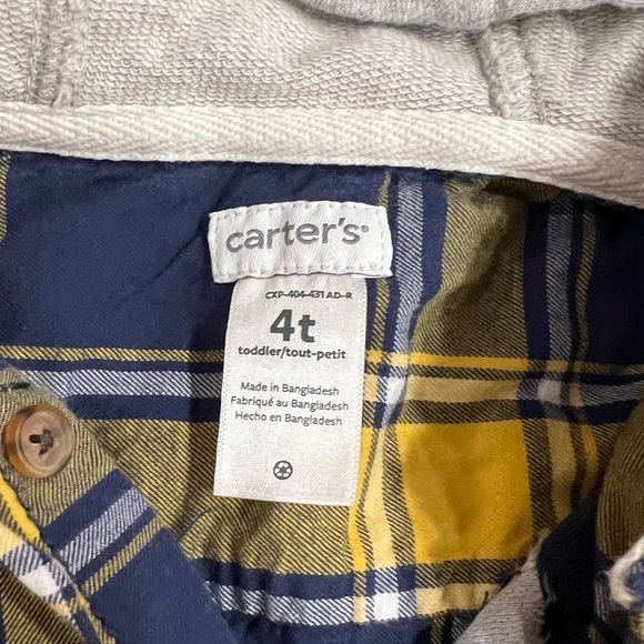 Bundle of 3 Boys Long Sleeve Tops Henley, Hooded Plaid Shirt Size 4T/4 - Picture 4 of 6